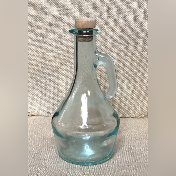 Vintage VE Vetreria Etrusca Green Glass Cruet Mid Century Cottage Core Italy - Picture 1 of 8